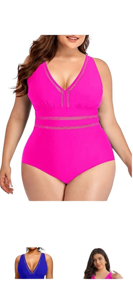 New $185 Swimsuits for All Women Plus 2X 24W One Piece Colorful Pink Resort