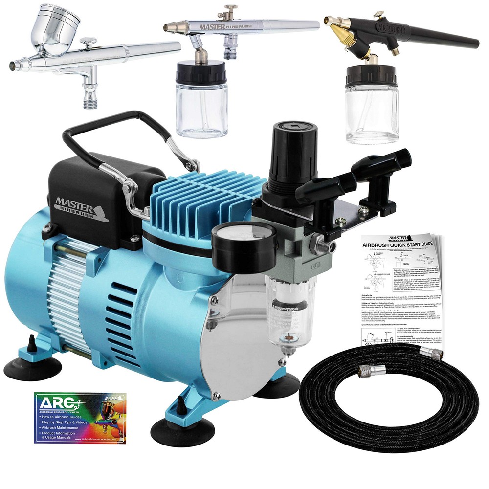 Cool Runner II Dual Fan Air Compressor Professional Airbrushing System Kit wi...