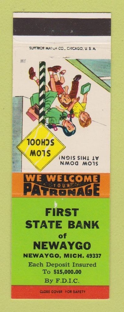 Matchbook Cover - First State Bank of Newaygo MI