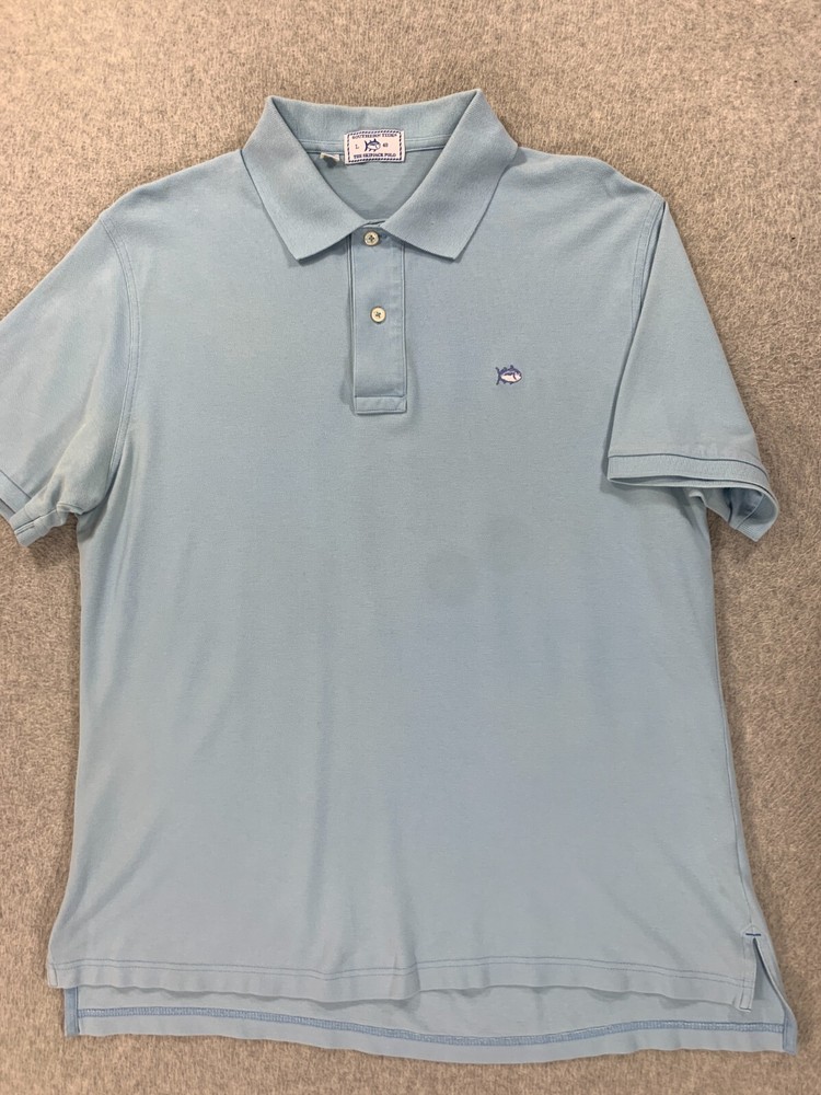Southern Tide The Skipjack Short Sleeve Cotton Polo Shirt (Men's Large) Blue