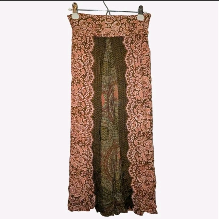 Gypsy Rose Cotton Bohemian Long Skirt pants Floral paisley mandala hippie boho