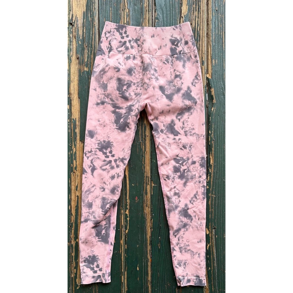 Yeoreo Pink Grey Tie Dye Seamless Scrunch Butt High Waist Gym Leggings Small