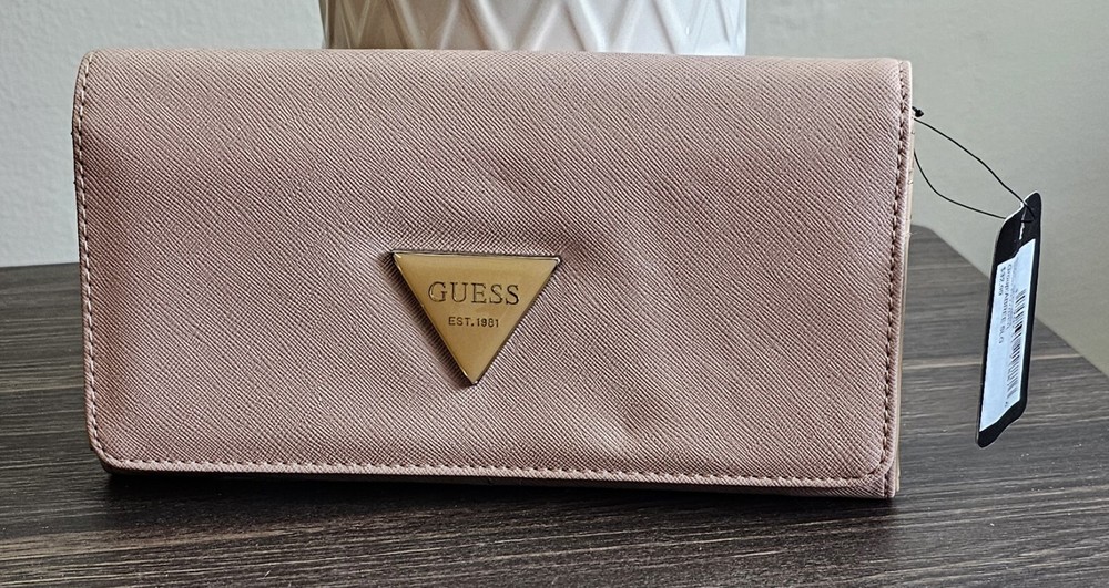 Guess Powder Pink Tri-Fold Wallet New