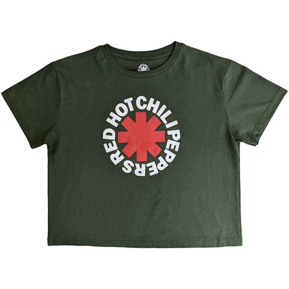 Red Hot Chili Peppers Crop Top T Shirt Classic Asterisk Official Womens Green