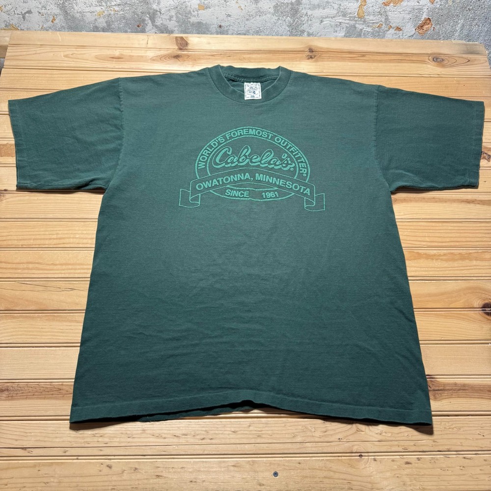 Vintage 90s Cabelas Owatonna Minnesota Outdoors Nature Graphic T-Shirt USA - XXL