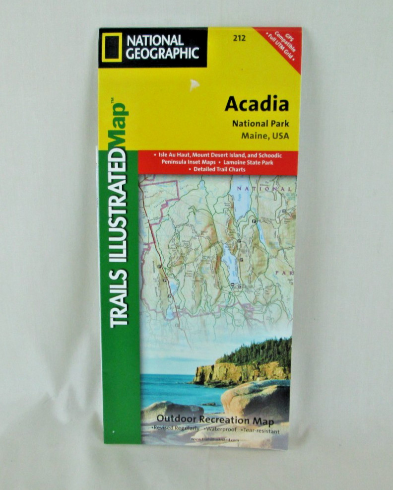 Vintage 1992 Acadia National Park Trails Illustrated Map, By National Geographic-image
