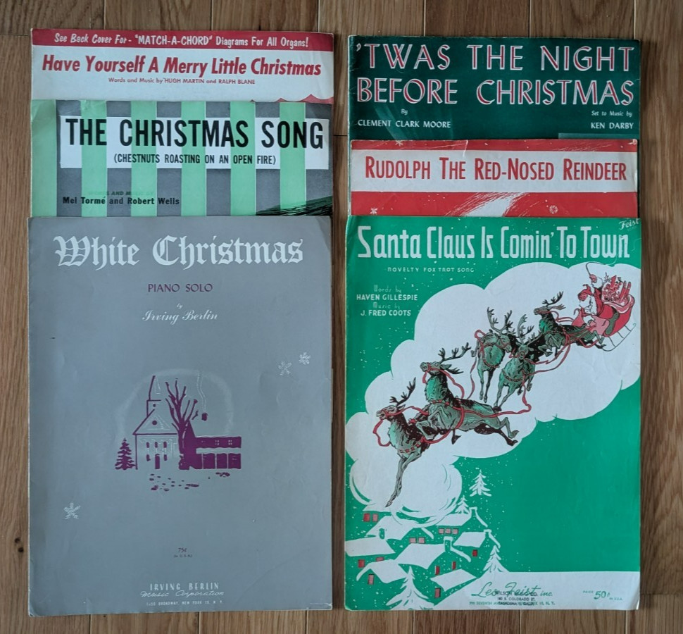 Christmas Classic Vintage Piano Sheet Music Lot Of 14, Various Dates 30'S-1960