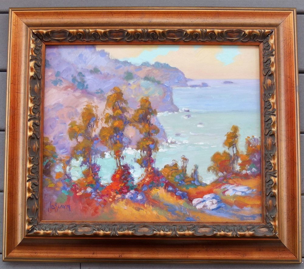 James Dudley J.D. Slay III Oil Painting On Canvas Of Monterey Pacific Coastline