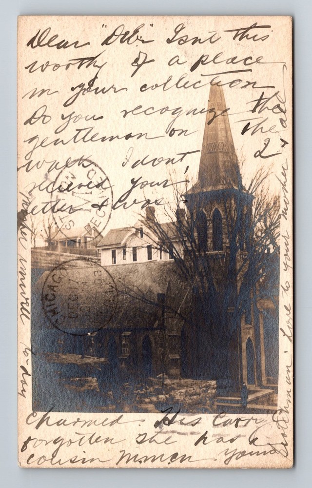 Chicago, IL-Illinois, Church Steeple Scene Architecture Vintage c1903 Postcard