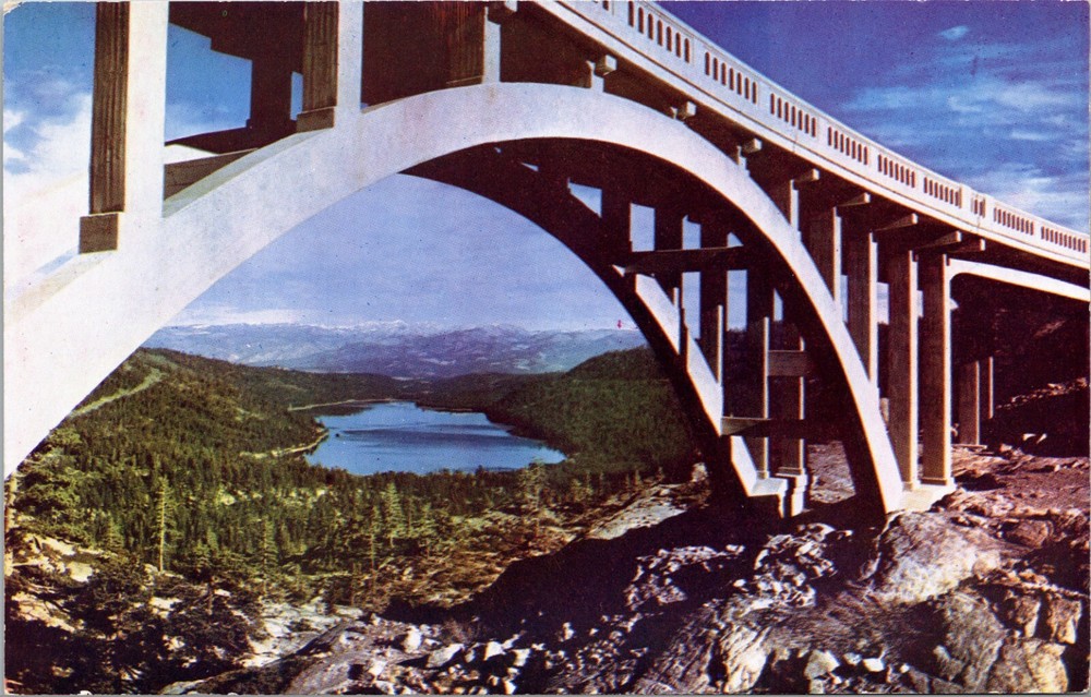 View of Bridge at Donner Lake California Vintage Postcard