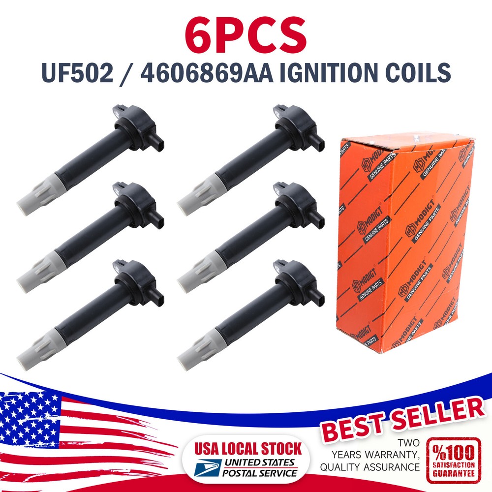 6PCS Ignition Coil Pack Compatible with 2006-2010 Chrysler Dodge 4.0L 2.7L 3.5L C1522 UF502