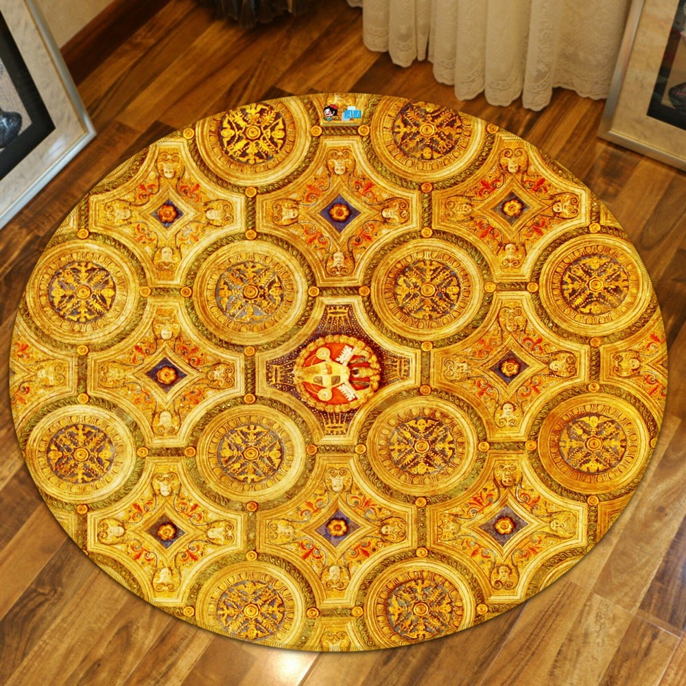 3D Yellow Round Pattern NAO4040 Gaming Rug Elegant Photo Carpet Mat