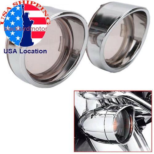 Turn Signal Light Smoke Lens Cover Bezels Visor Fit For Harley Davidson Softail