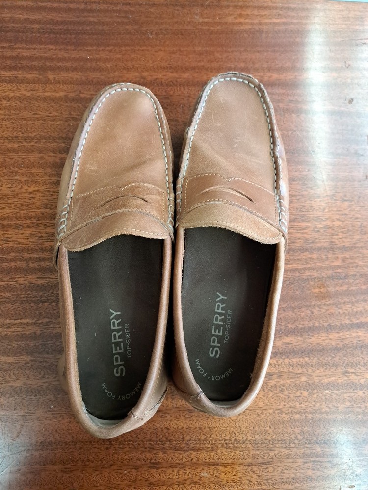 Sperry Top Sider Leather Penny Loafers Mens Size 11 Light Brown