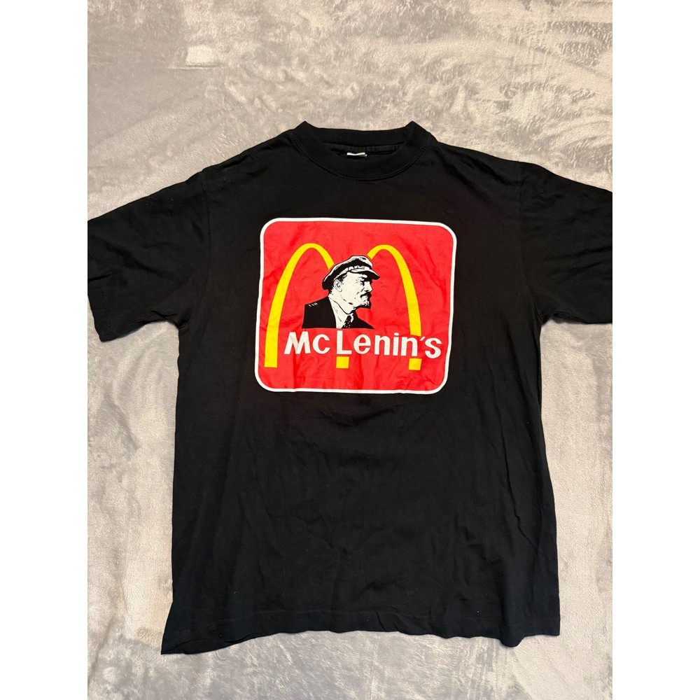 Lyon McLenin's T Shirt Mens XL Black Graphic Parody Communism The Party Is Over