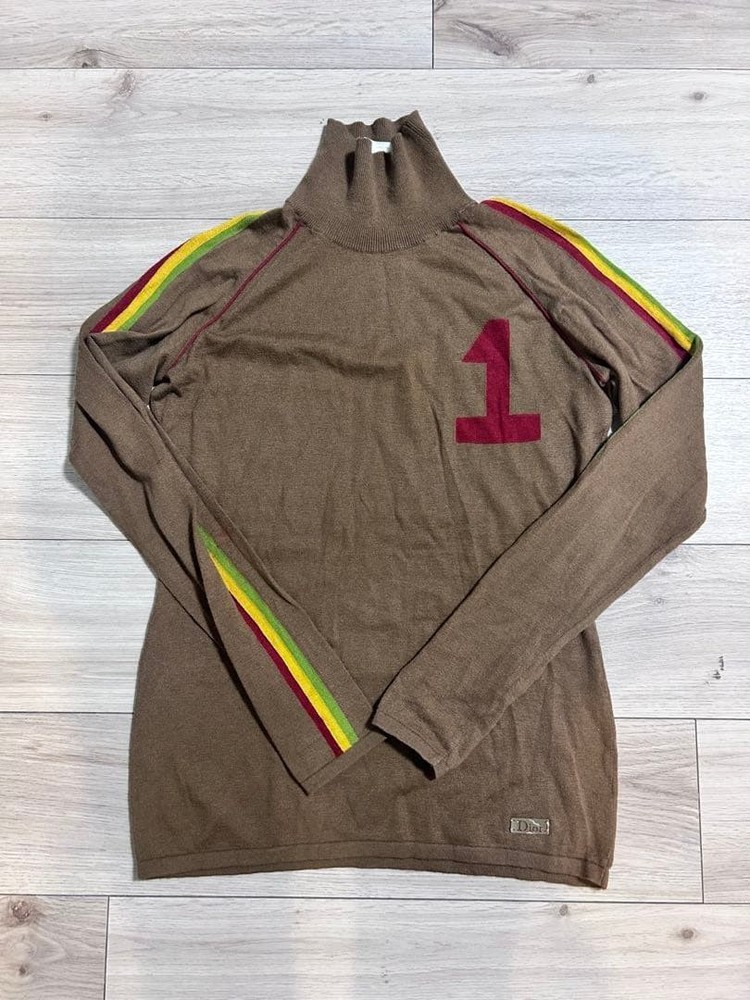 Christian Dior by John Galliano Knit sweater Rasta Brown Vintage 40 from JP Rare