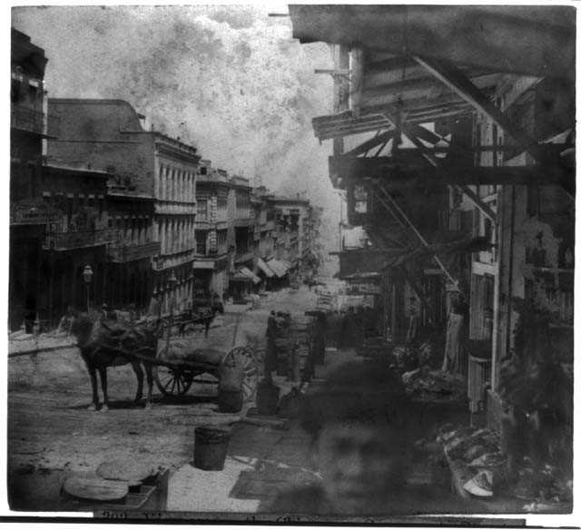 San Francisco CA Chinatown Sacramento St 1866 Horse Cart Street Scene