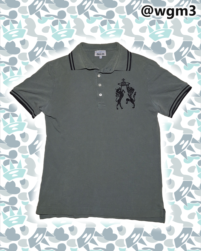 Rare Vivienne Westwood Chaos Orb polo - Green/Grey Rare Color & Fits Medium