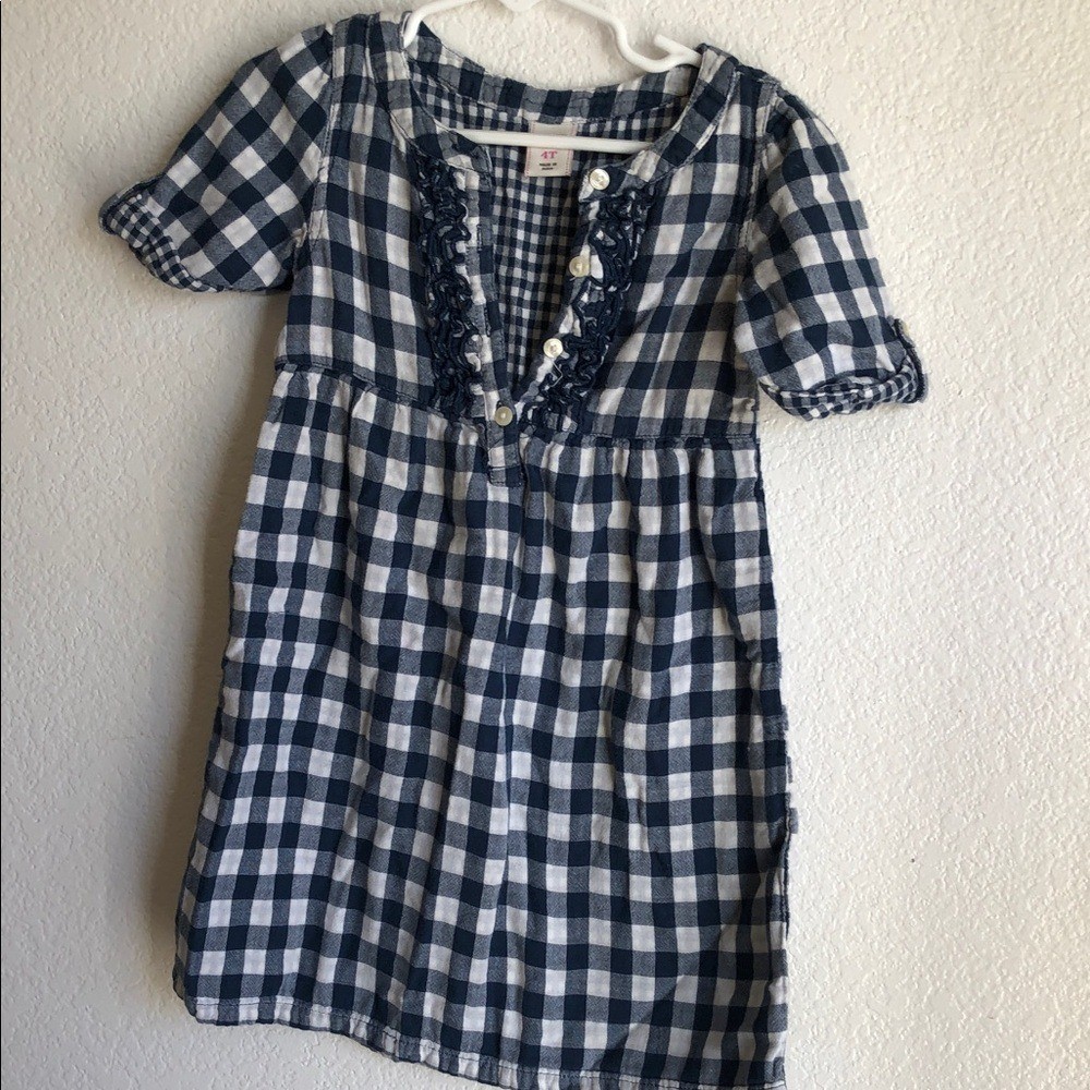 Old Navy blue ginghams Checkered Kids Dress 4t summer Americana