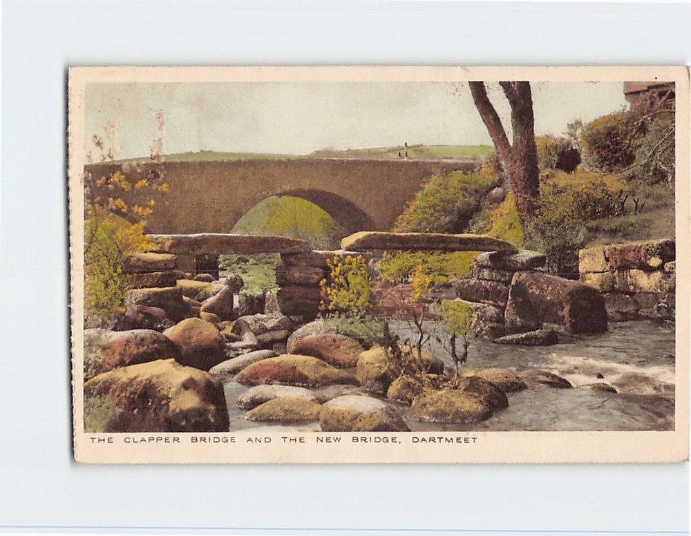 Postcard The Clapper Bridge And The New Bridge Dartmeet Dartmoor England
