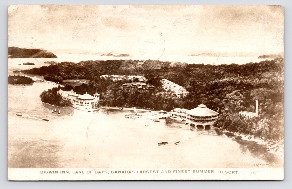 1920s~Bigwin Island Inn Resort~Lake of Bays~Muskoka Ontario Canada~RPPC Postcard