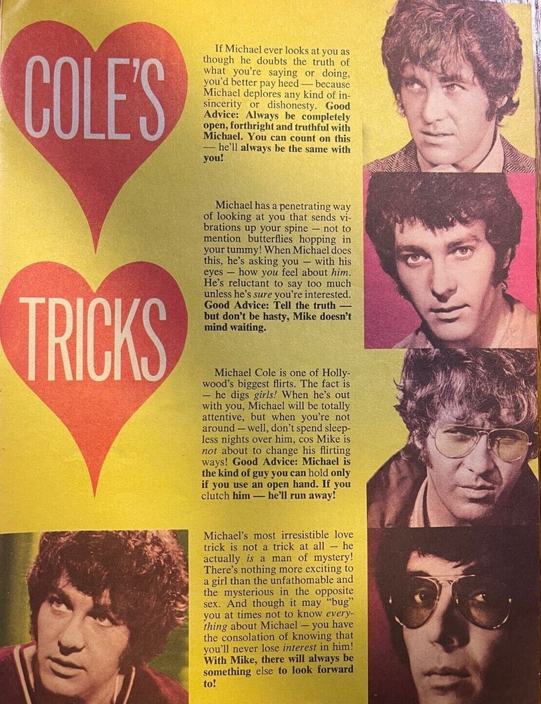 1970 Vintage Illustration Actor Michael Cole