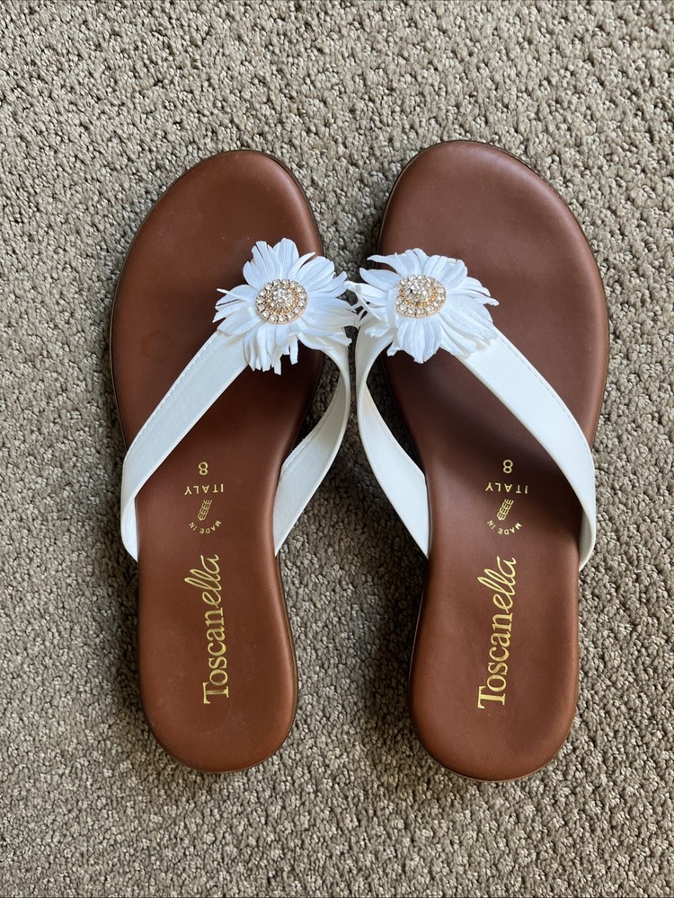 Made In Italy White Sandals Size 8