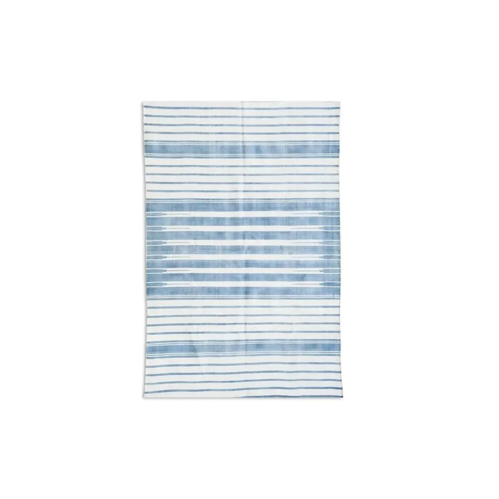 Hand Knotted Cotton Dhurrie Rug Color Blue And White Handmade Design Carpet Rug