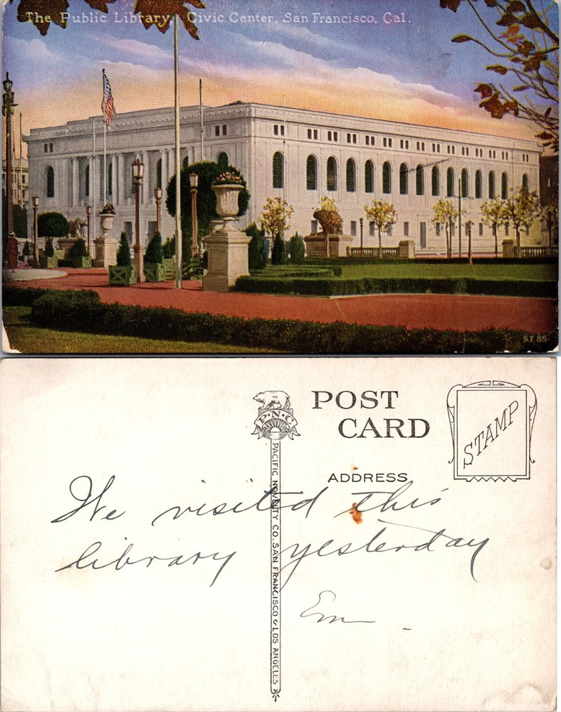 Public Library Civic Center San Francisco California CA Postcard