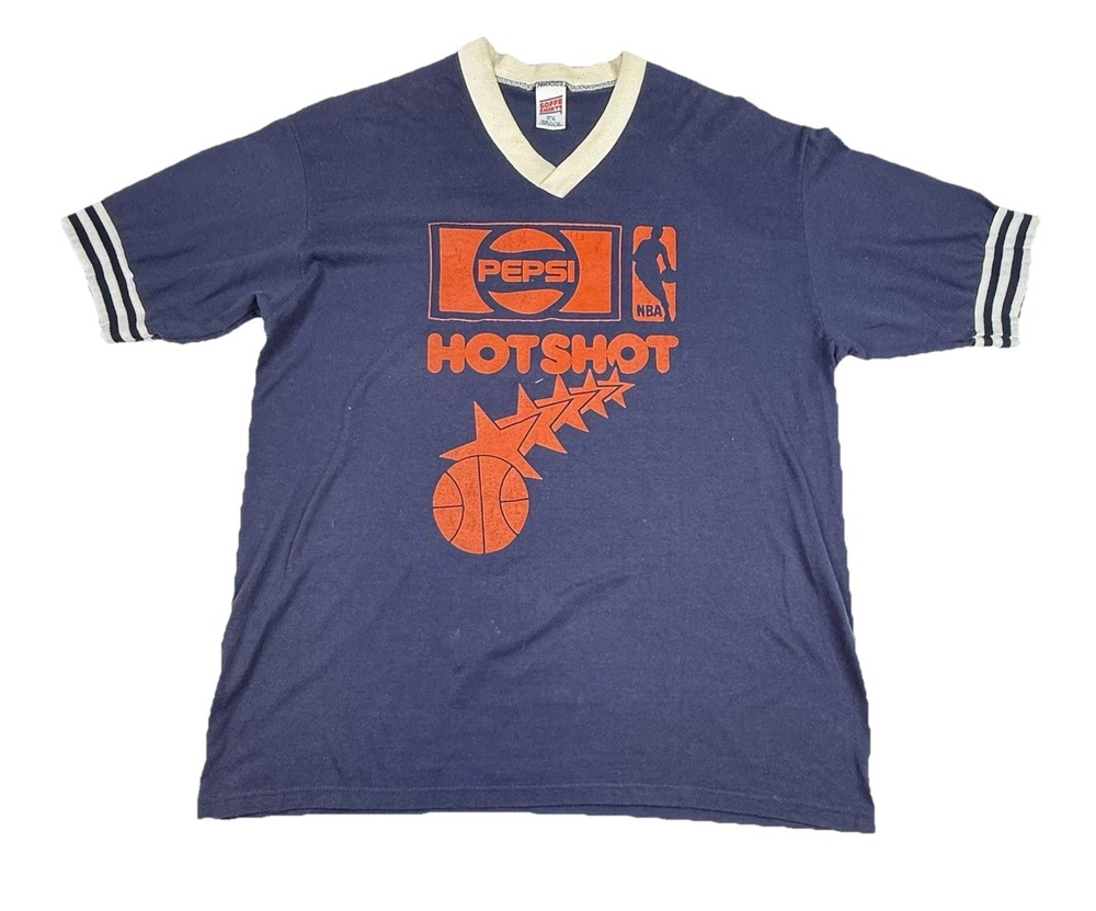 VTG 1980s Pepsi NBA Hot Shot T-shirt New York #22 Men’s XL Blue Orange