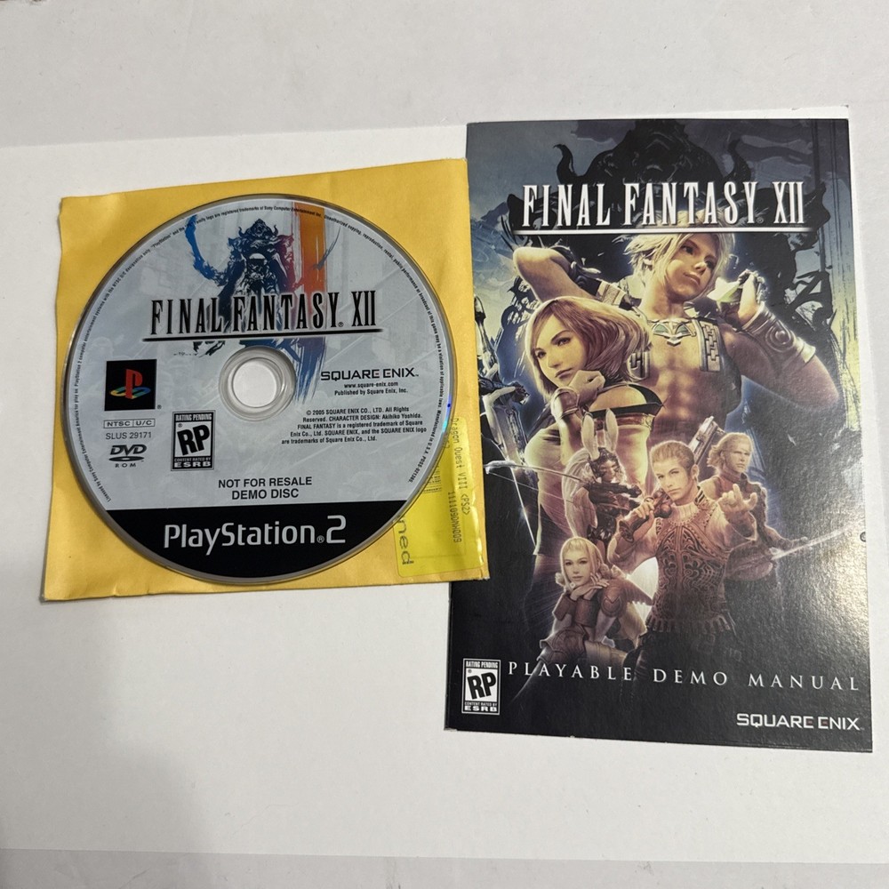 PlayStation 2 PS2 - Final Fantasy XII Not For Resale DEMO DISC and manual Only