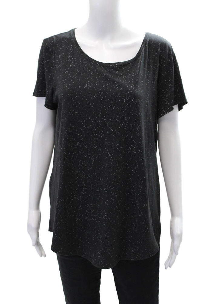 Lululemon Womens Cotton Spotted Print Short Sleeve Basic T-Shirt Black Size 12Free Shipping in US $100+ Orders | $6.95 Orders Below