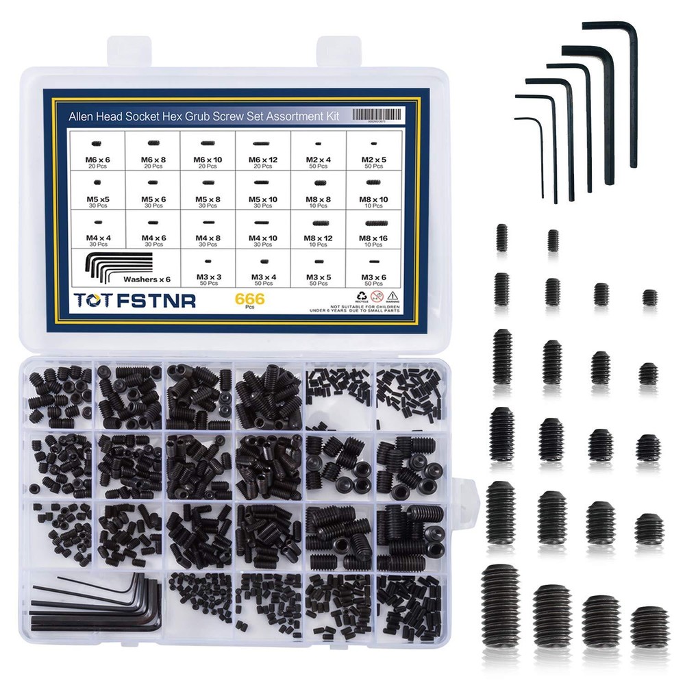 666Pcs Internal Hex Drive Cup-Point Screws Assortment Kit, 22 Sizes M2/3/4/5/...