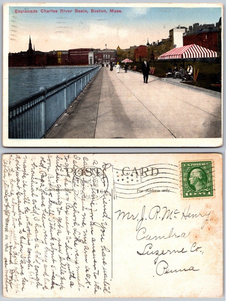 Esplanade Charles River Basin Boston MA Postcard