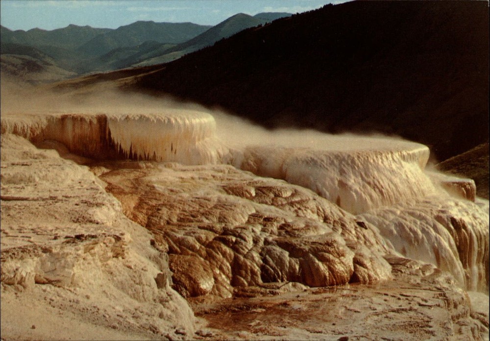 Wyoming Yellowstone Natl Park Minerva Terrace Mammoth Springs ~ postcard sku601