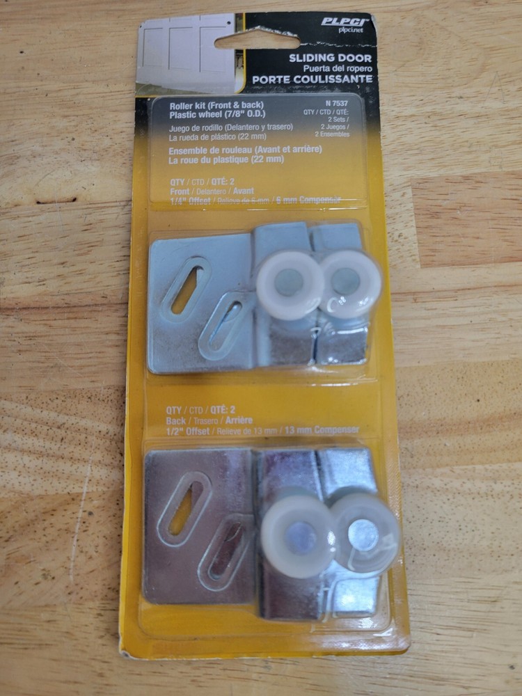 PLPCI Sliding Door Roller Kit Front and Back Plastic Wheel 7/8 Inch OD N 7537