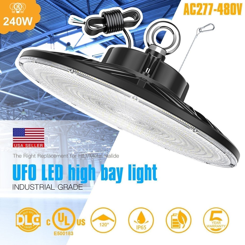240W LED UFO High Bay Light Commercial Warehouse Factory Shop Light AC277-480V