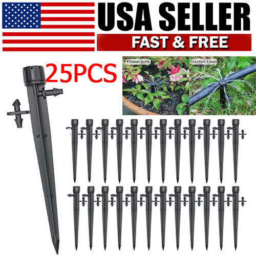 25Pcs 360° Adjustable Water Flow Irrigation Drippers Stake Emitter Drip System