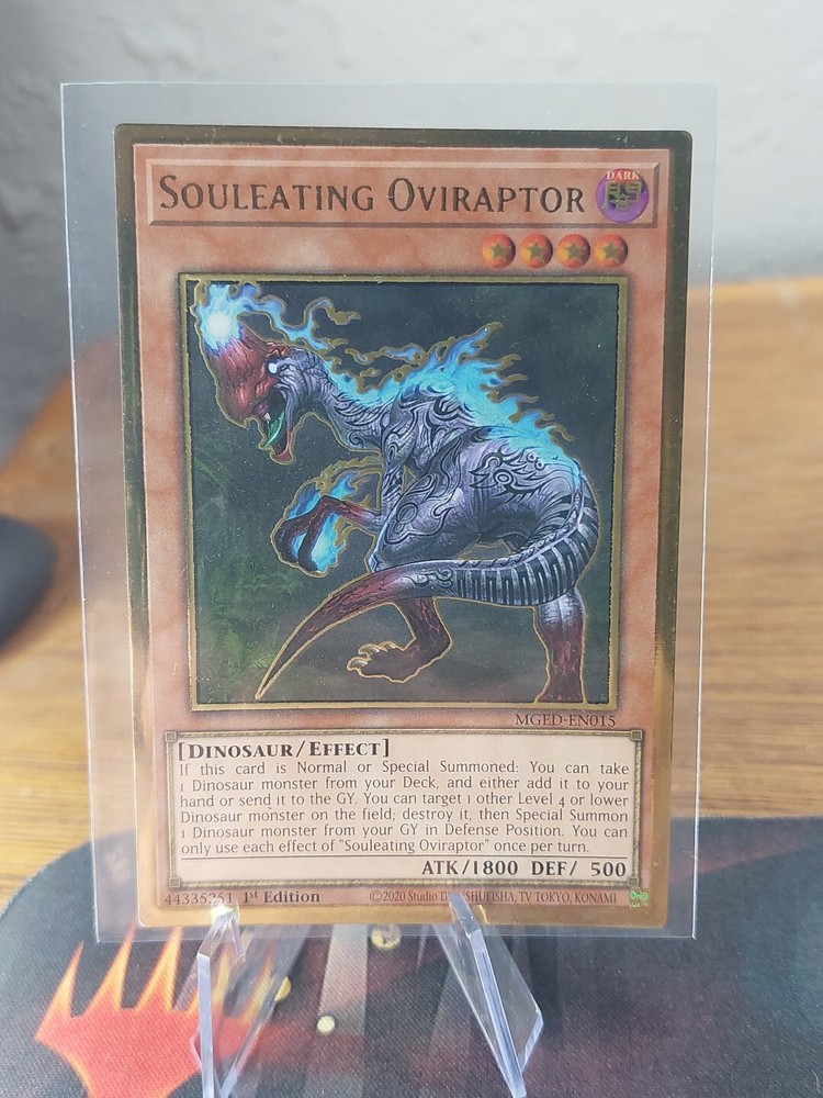 Yugioh Souleating Oviraptor MGED-EN015 Gold Rare 1st Ed LP/NM