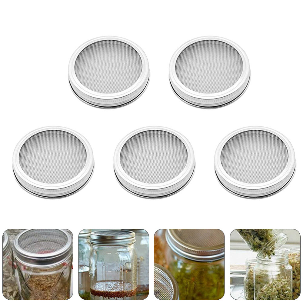 5 Pcs Sprouting Lid Stainless Steel Cover Mason Jar Lids Mung Bean