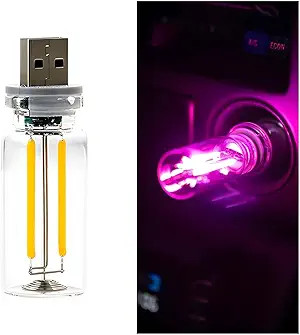 USB LED Car Atmosphere Light, Mini Vehicle Ambient Interface Charg Color: Pink