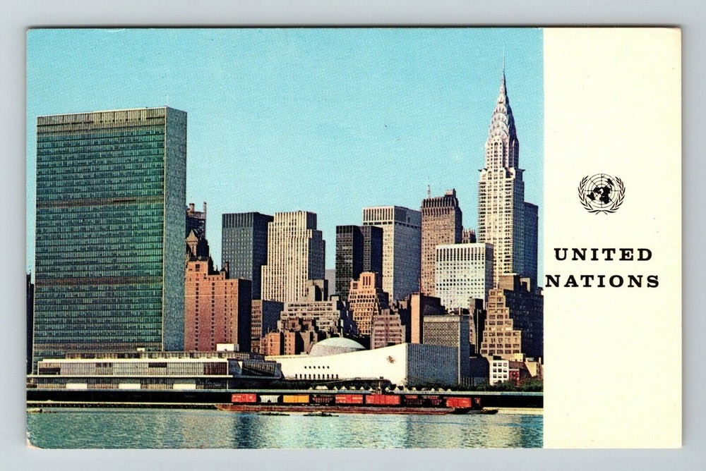 New York City NY, United Nations Headquarters Scenic Vintage Postcard