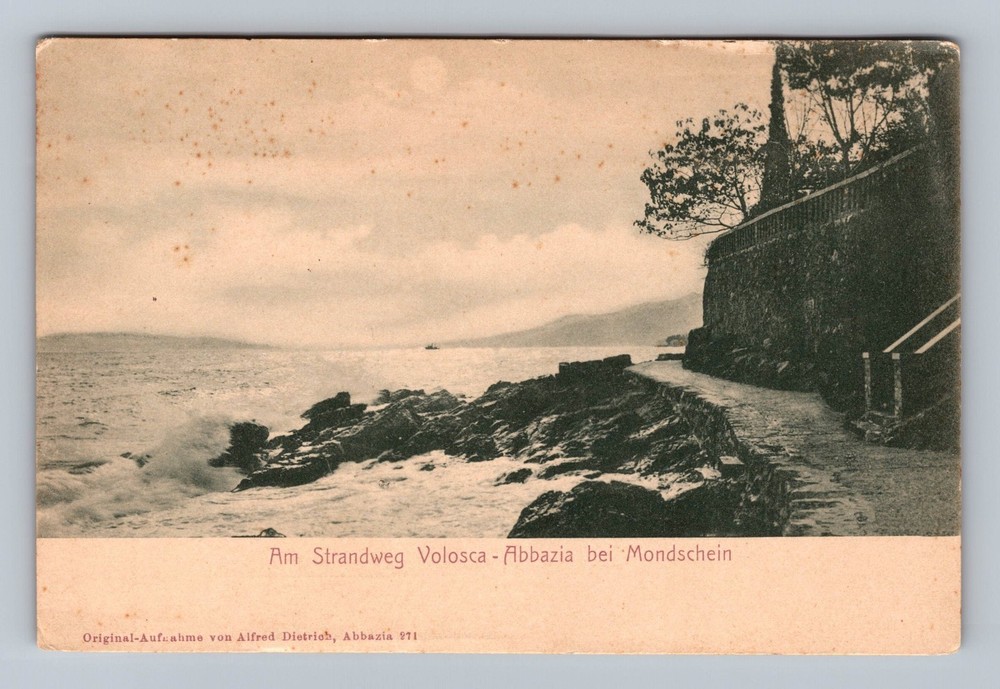 Croatia- Abbazia Strandweg Abbey Postal Post Old Card View PC Vintage Postcard
