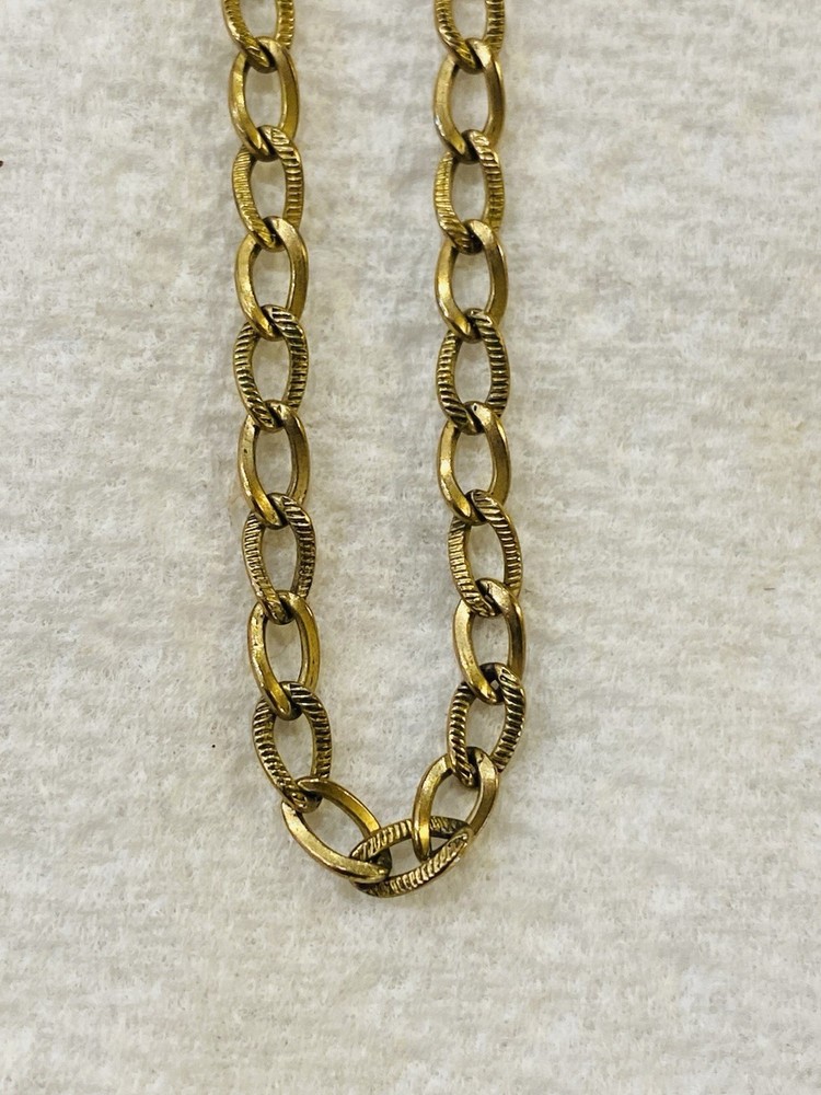 Vintage Speidel 1/20 10K TGF 12K GF Textured Oval Link Chain Necklace 18” Signed
