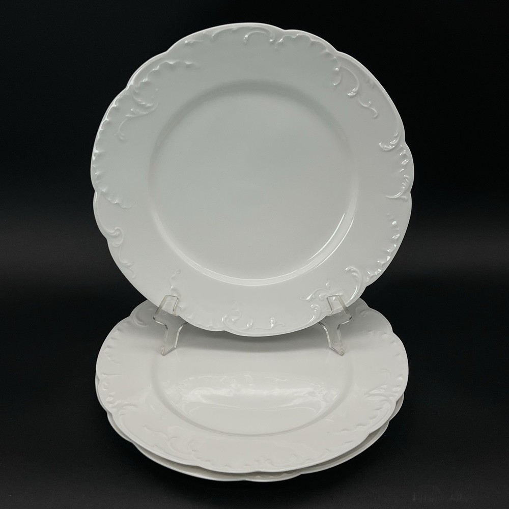 Antique Haviland White Porcelain Set Of 3 Dinner Plates 9.5/8” France