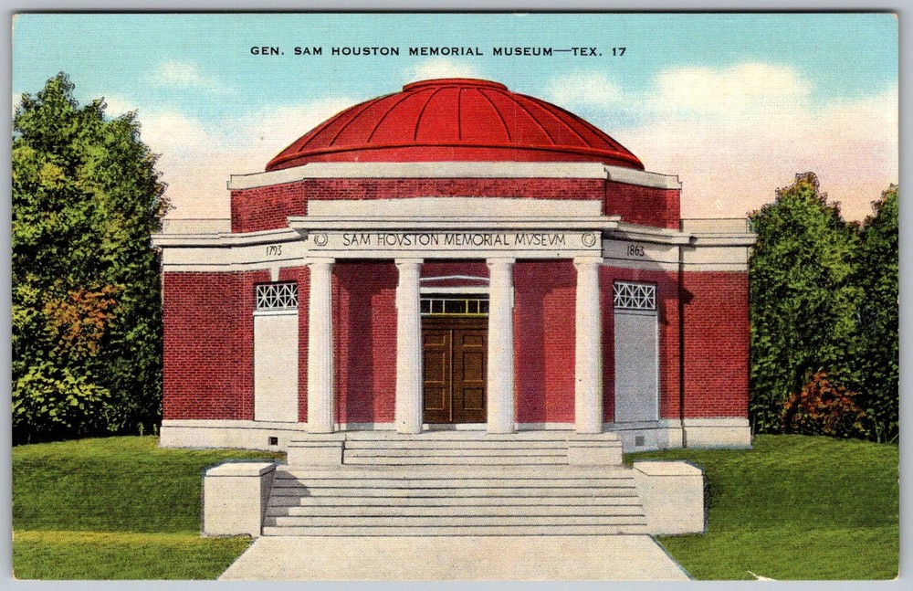 Vtg Linen Postcard Sam Houston Memorial Museum Huntsville, TX 1930s