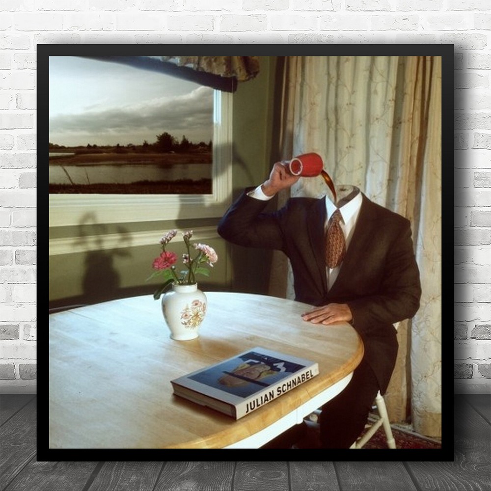 Headless Person In Suit Table Pouring Coffee Square Wall Art Print