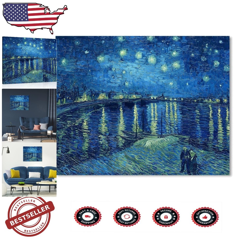 Extra Large Van Gogh Starry Night over the Rhône Canvas for Modern Wall Decor
