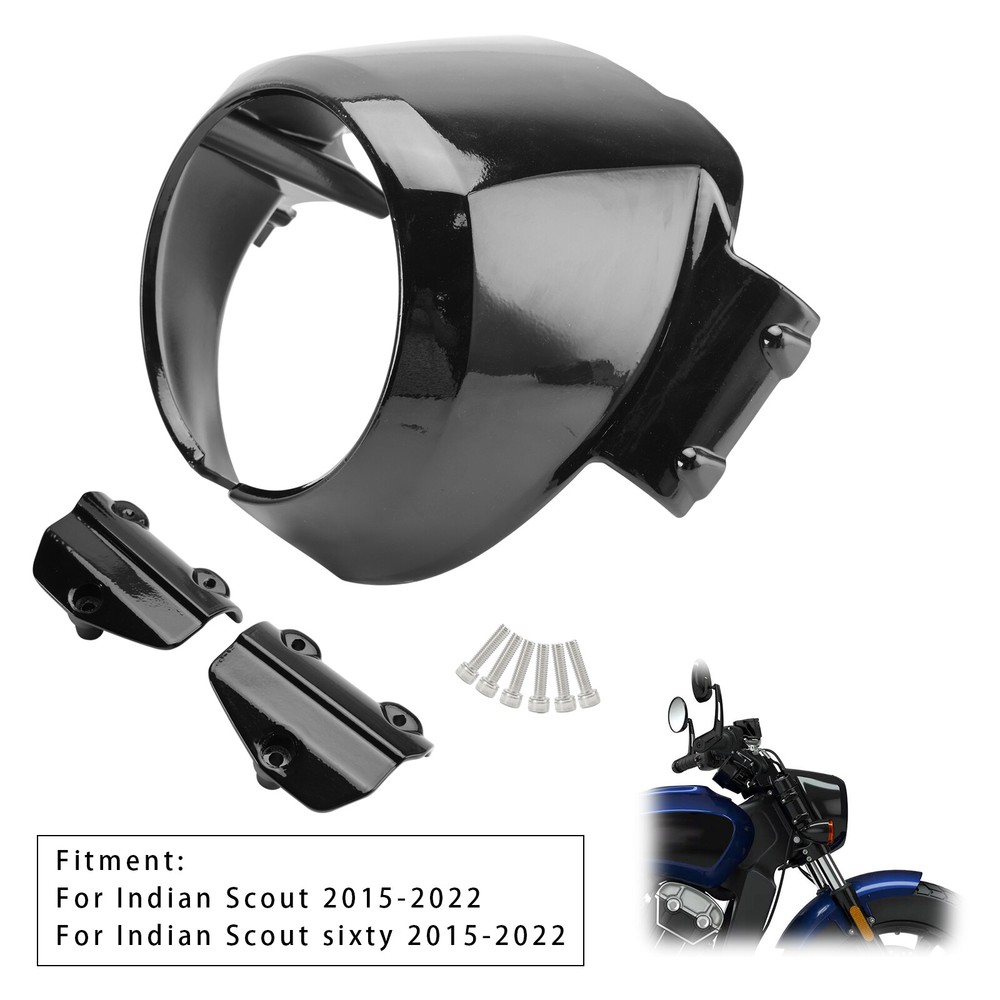 Windshield Headlight Bezel Upper Fairing fit For Indian Scout 15-22 Gloss Black