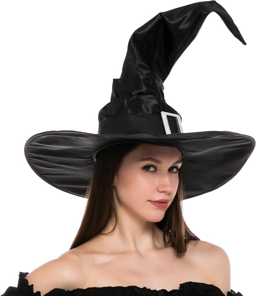 Spooktacular Black Witch Hat for Women - Large Wizard Costume Accessory